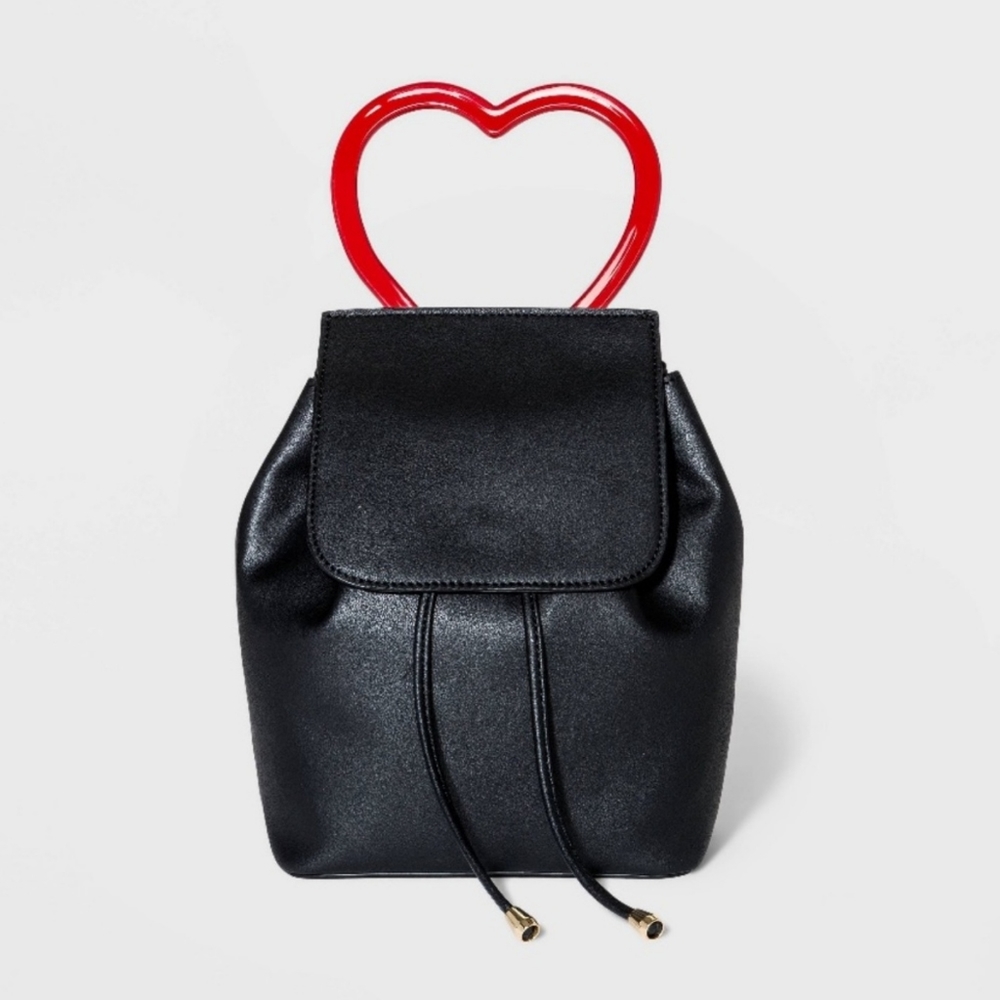 Wild Fable Black Mini Flap Backpack Heart Handle Target Brand
